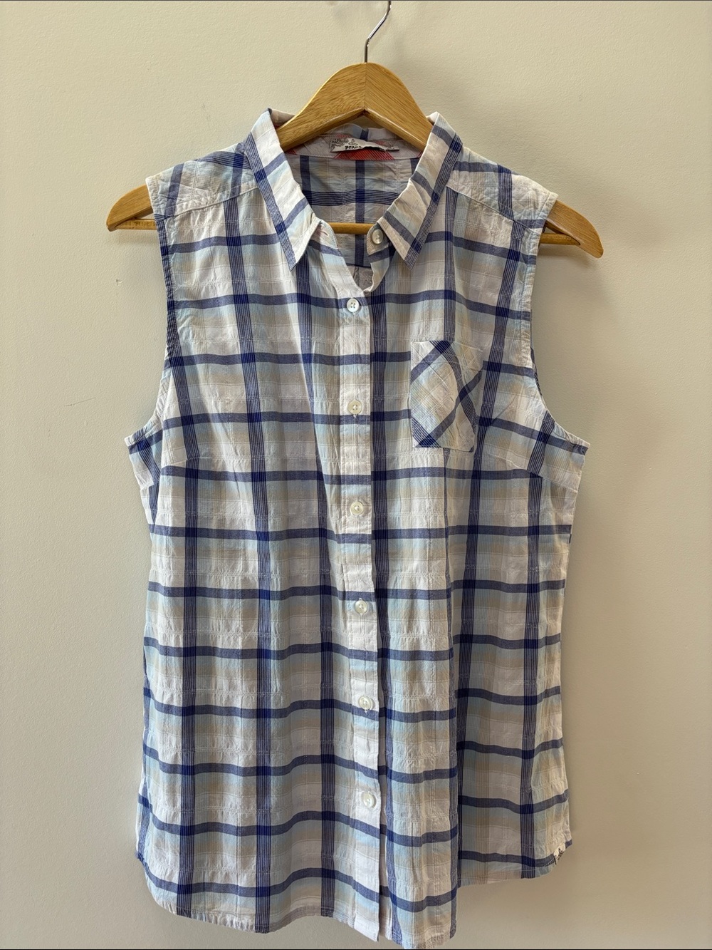 PrAna Blue and White Plaid Button-Front Shirt